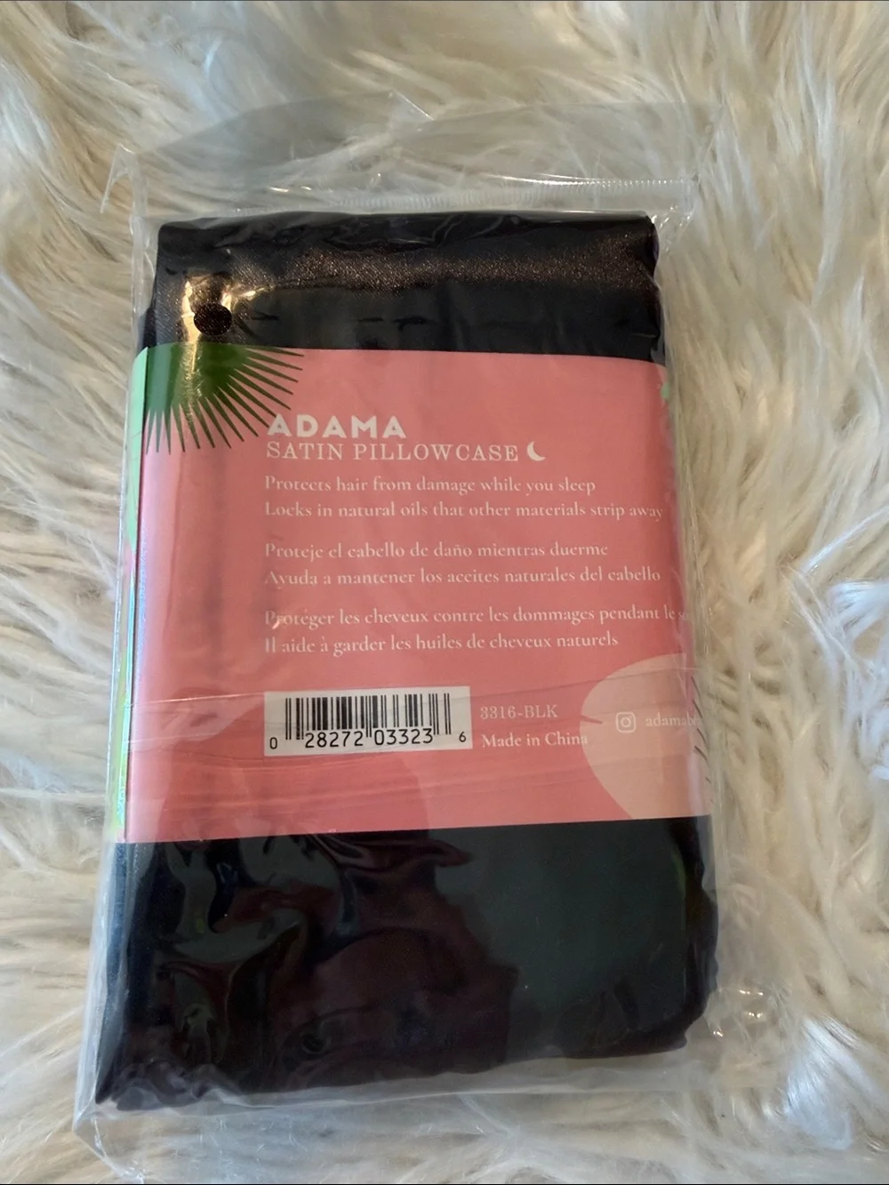 Adam Black Satin Pillowcase with Zipper